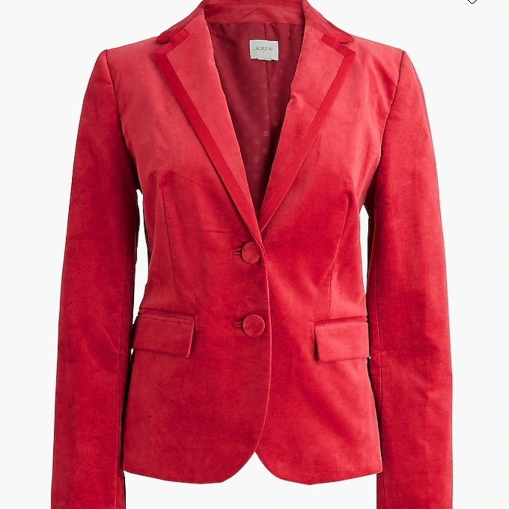 J. Crew Factory Women's Berry Sangria Velvet Schoolboy Blazer